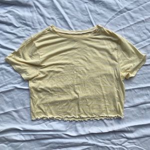Pacsun Ruffle Edge Yellow Striped Top